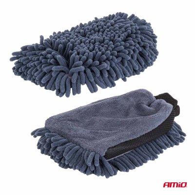 Mikrofiberhandske og tørrehåndklæde 94/800gsm 20x26/60x90cm AMIO-04489