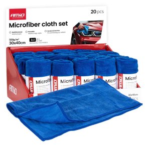 Mikrofiberklud sæt 20 stk. 500gsm 30x40cm AMIO-04490