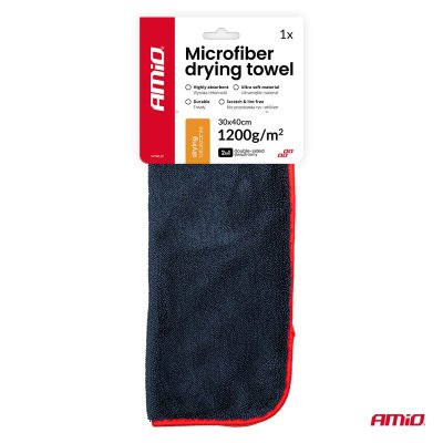 Mikrofiber tørrehåndklæde 1200gsm 30x40cm AMIO-04491