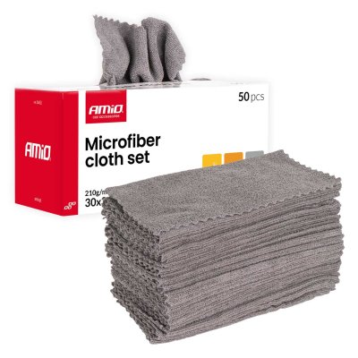 Sæt med mikrofiberrensklude 50 stk. 210gsm 30x30cm AMIO-04492