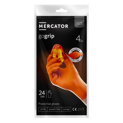 Mercator GoGrip orange nitrile handsker 4 stk størrelse M