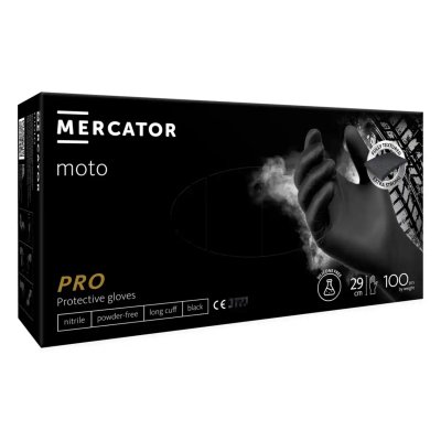 Nitrilhandsker MERCATOR MOTO sorte størrelse L, 100 stk