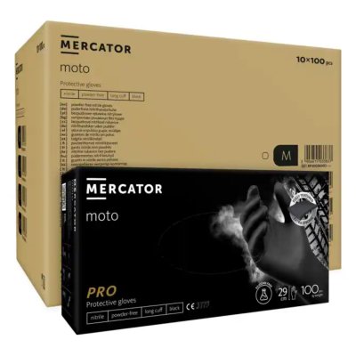 Nitrilhandsker MERCATOR MOTO sort størrelse XL, 100 stk