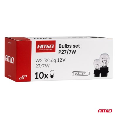 Halogenpære P27/7W 12V 27/7W W2.5X16q 10 stk. AMIO-04513