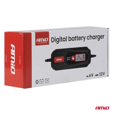 Digital batterioplader LEAD ACID LFP MAX 5A 6/12V AMIO-04522
