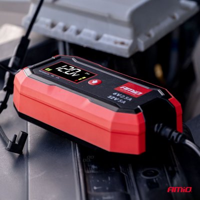 Digital batterioplader AGM GEL STD LiFePo4 MAX 5A 6/12V PRO AMIO-04527