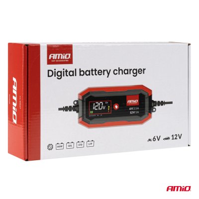Digital batterioplader AGM GEL STD LiFePo4 MAX 5A 6/12V PRO AMIO-04527
