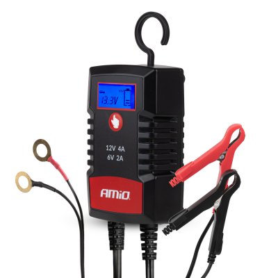 Digital batterioplader AGM GEL STD LiFePo4 MAX 4A 6/12V PRO HOOK AMIO-04531