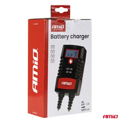 Digital batterioplader AGM GEL STD LiFePo4 MAX 4A 6/12V PRO HOOK AMIO-04531