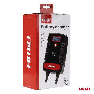 Digital batterioplader AGM GEL STD LiFePo4 MAX 6A 6/12V PRO HOOK AMIO-04532