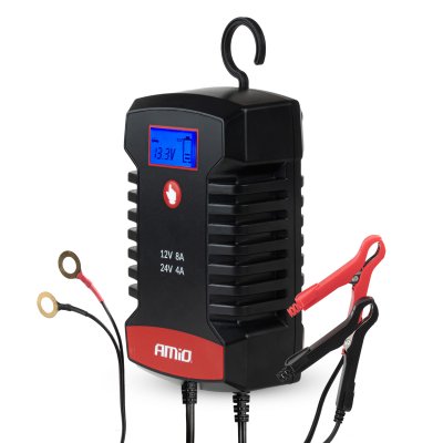 Digital batterioplader AGM GEL STD LiFePo4 MAX 8A 12/24V PRO HOOK AMIO-04533