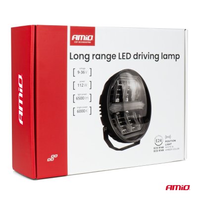 LED langdistance forlygte med positionslys funktion 112W 12V 24V AMIO-04534