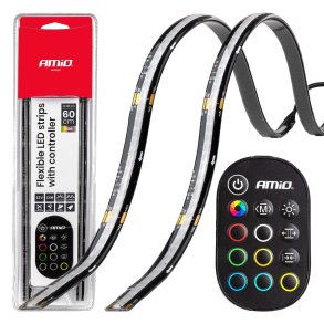 Fleksible LED COB-strips med controller multicolor RGB 2x30cm 12V AMIO-04579