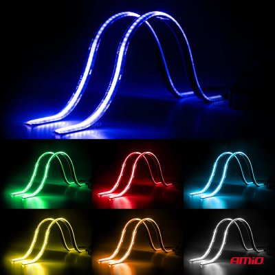Fleksible LED COB-strips med controller multicolor RGB 2x30cm 12V AMIO-04579