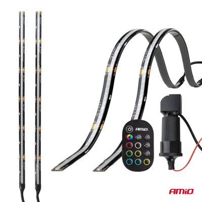 Fleksible LED COB-strips med controller multicolor RGB 2x30cm 12V AMIO-04579