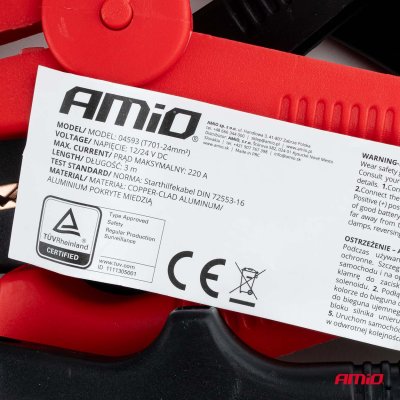 Boosterkabler 220A 3m TÜV AMIO-04593
