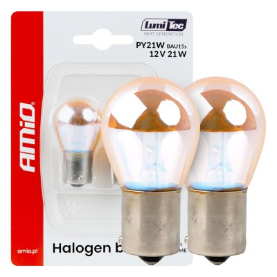 Halogen pærer PY21W 12V21W BAU15S LumiTec AMBER CHROME 2 stk. AMIO-04627
