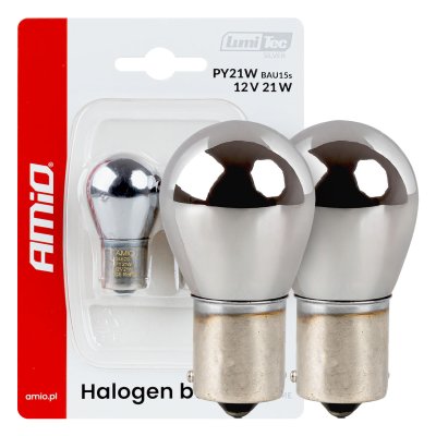Halogenpærer PY21W 12V21W BAU15S LumiTec CHROME 2 stk. AMIO-04629