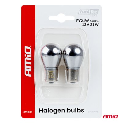 Halogenpærer PY21W 12V21W BAU15S LumiTec CHROME 2 stk. AMIO-04629