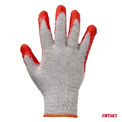 Polycotton latexbelagte handsker 10 stk Størrelse 9 AMIO-04630