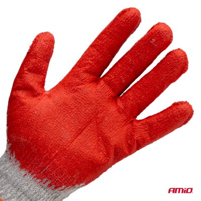 Polycotton latexbelagte handsker 10 stk Størrelse 9 AMIO-04630