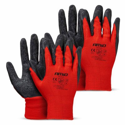 PE Latex-belagte sikkerhedshandsker 4 stk. Størrelse 8 (2 par), 2121X AMIO-04635