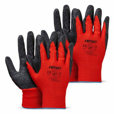 PE latexbelagte sikkerhedshansker 4 stk. Størrelse 9 (2 par), 2121X AMIO-04636