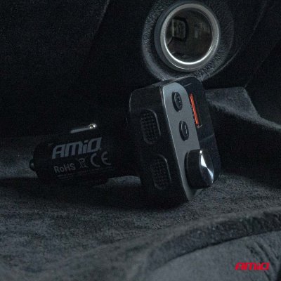 Bil FM-sender 1×USB-A 1×USB-C 12V 24V AMIO-04647