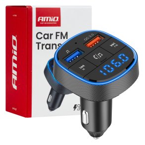 Bil FM-sender 2×USB-A 12V 24V AMIO-04648