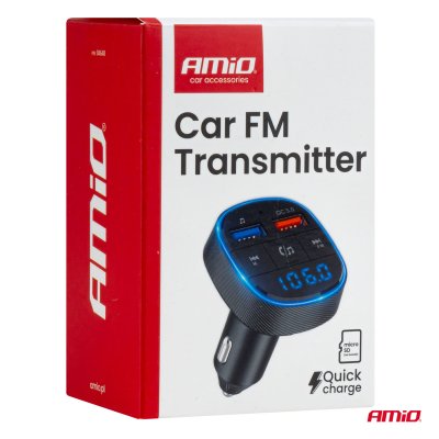 Bil FM-sender 2×USB-A 12V 24V AMIO-04648