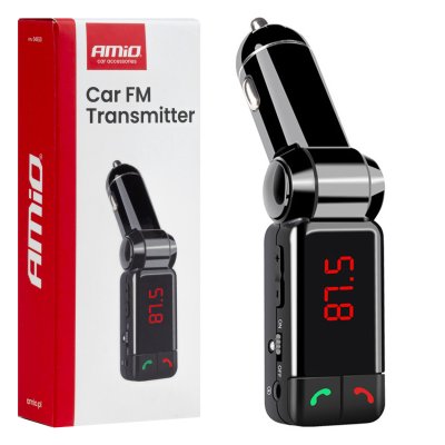 Bil FM Transmitter 2×USB-A 12V 24V AMIO-04650