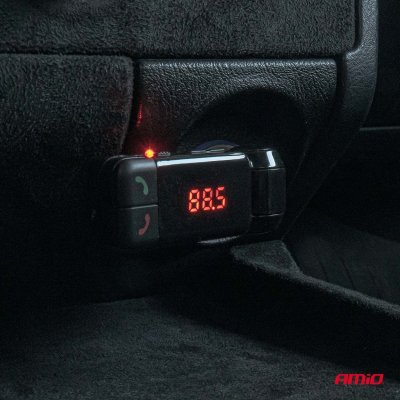 Bil FM Transmitter 2×USB-A 12V 24V AMIO-04650