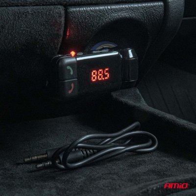 Bil FM Transmitter 2×USB-A 12V 24V AMIO-04650