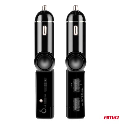Bil FM Transmitter 2×USB-A 12V 24V AMIO-04650
