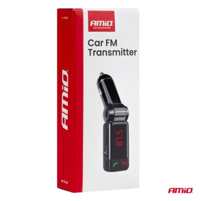 Bil FM Transmitter 2×USB-A 12V 24V AMIO-04650