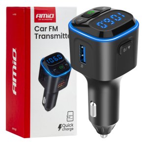 Bil FM Transmitter 1×USB-A 2×USB-C 12V 24V AMIO-04651