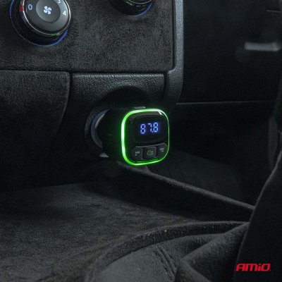 Bil FM Transmitter 1×USB-A 2×USB-C 12V 24V AMIO-04651