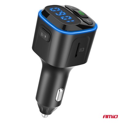 Bil FM Transmitter 1×USB-A 2×USB-C 12V 24V AMIO-04651