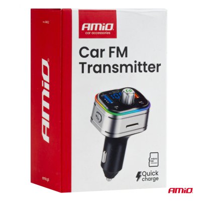 Bil FM Sender 1×USB-C microSD 12V 24V AMIO-04652