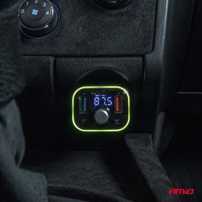 Bil FM Sender 1×USB-C microSD 12V 24V AMIO-04652