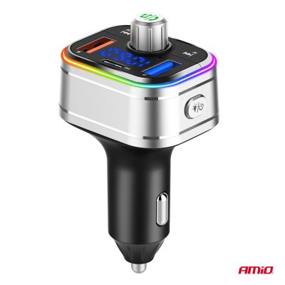 Bil FM Sender 1×USB-C microSD 12V 24V AMIO-04652