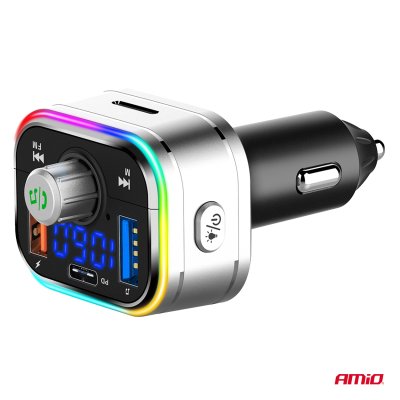 Bil FM Sender 1×USB-C microSD 12V 24V AMIO-04652