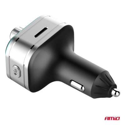 Bil FM Sender 1×USB-C microSD 12V 24V AMIO-04652