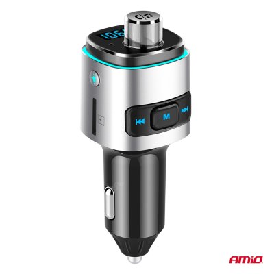Bil FM-transmitter 2×USB-A microSD 12V 24V AMIO-04654