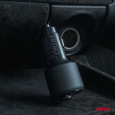 Bil FM Transmitter 1×USB-A 1×USB-C 12V 24V AMIO-04655