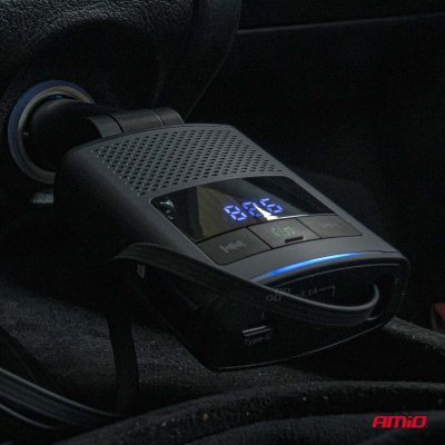 Bil FM-sender 1×USB-A 1×USB-C 12V 24V AMIO-04656