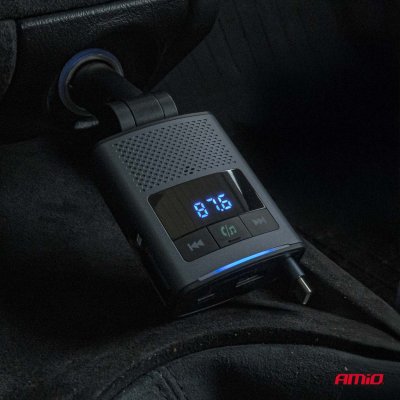 Bil FM-sender 1×USB-A 1×USB-C 12V 24V AMIO-04656