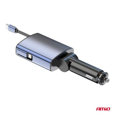 Bil FM-sender 1×USB-A 1×USB-C 12V 24V AMIO-04656