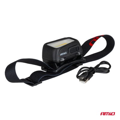 LED Hovedlampe COB 1800mAh (BATT) AMIO-04666