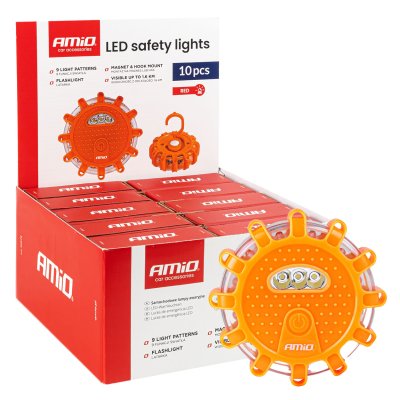 LED sikkerhedslys 12SMD+3SMD 10 stk. rød AMIO-04672